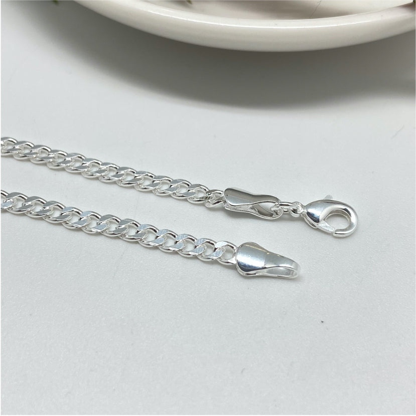 CP117 Collar Grumet Ancho 4 mm Largo 60 cm Cadena Baño Plata Cadenas Bañadas en Oro y Plata hecho de Bronce Bañado en Plata 50 ml Joyas Bañadas en Plata