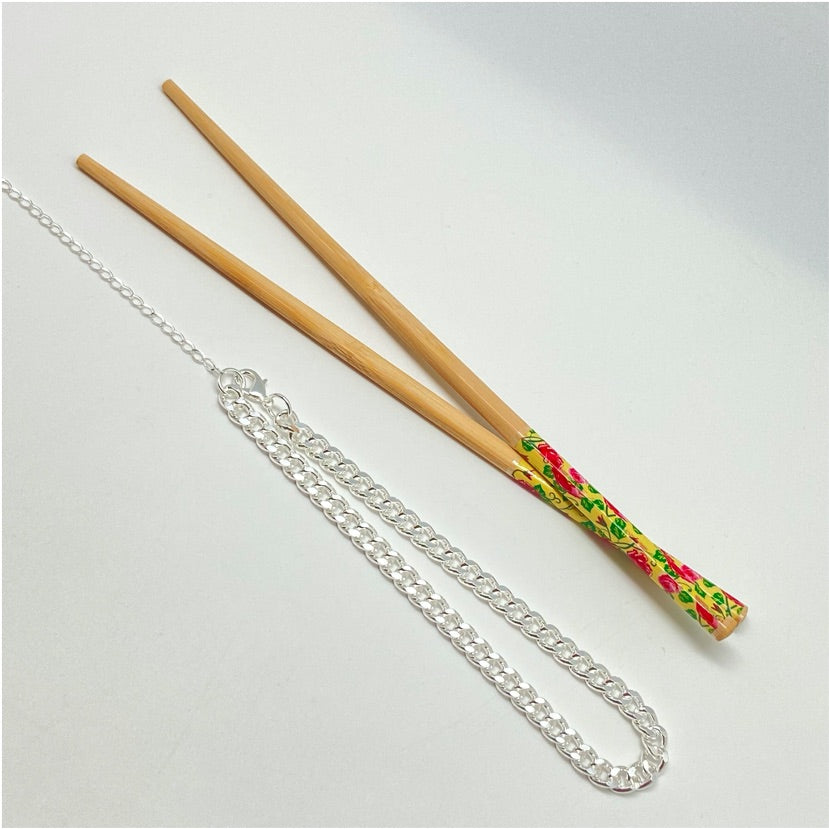 CP130 Collar Tipo Choker Cadena Grumet  Eslabón 9x7 mm Largo 32 cm más extensor Cadena Terminada Baño Plata Cadenas Bañadas hecho de Bronce Bañado en Plata 50 ml Joyas Bañadas en Plata