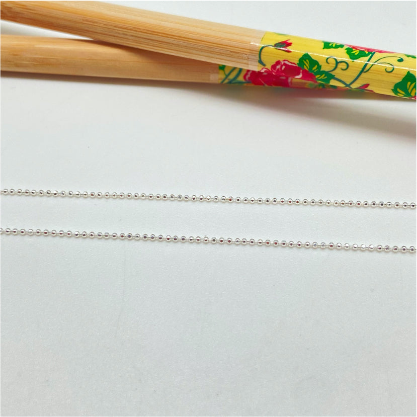 CP131 Cadena Militar Bolita Diamantada diá.1 mm Largo 45 cm Cadena Terminada Baño Plata Cadenas Bañadas hecho de Bronce Bañado en Plata 50 ml Joyas Bañadas en Plata