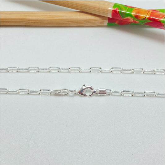 CP135 Cadena de Eslabones 45 cm Eslabones 5x2.5 mm Cadena Terminada Baño Plata Cadenas Bañadas hecho de Bronce Bañado en Plata 50 ml Joyas Bañadas en Plata
