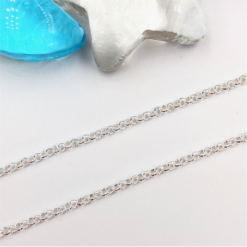 CP17 Cadena Rolo Eslabón diá. 2.2 mm Espesor 0.4 mm Cadena por Metro Baño Plata