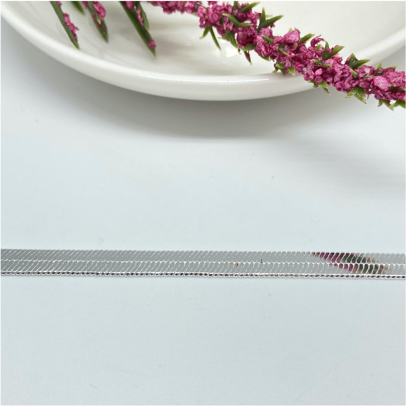 CP233 Collar Chocker Cinta Ancho 4 mm Largo 34 cm mas extensor de 10 cm Cadena Baño Plata Cadenas Bañadas en Oro y Plata hecho de Bronce Bañado en Plata 50 ml Joyas Bañadas en Plata