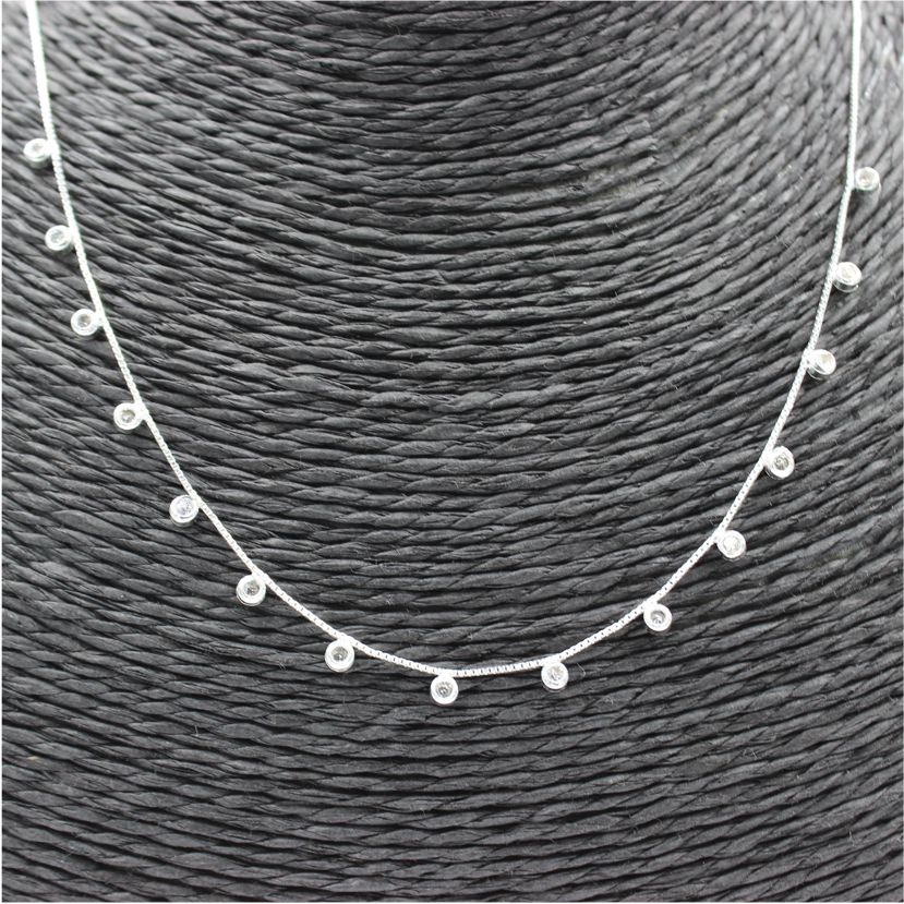 CP32 Collar 15 Mini Circones Cadena Veneciana Cadena Baño Plata Cadenas Bañadas en Oro y Plata hecho de Bronce Bañado en Plata 50 ml