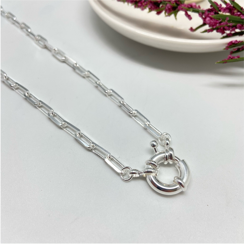 CP65 Cadena Cartier Diamantada Eslabón 9x4 mm 1.2 mm 45cm Terminada Broche Timón Cadena Baño Oro Cadena por Metro Baño Plata Cadenas Bañadas hecho de Bronce Bañado en Plata 50 ml Joyas Bañadas en Plata