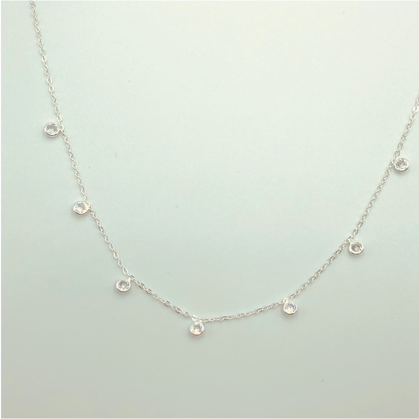 CP72 Collar 7 Circones Cadena Cartier Cadena Baño Plata Cadenas Bañadas en Oro y Plata hecho de Bronce Bañado en Plata 50 ml
