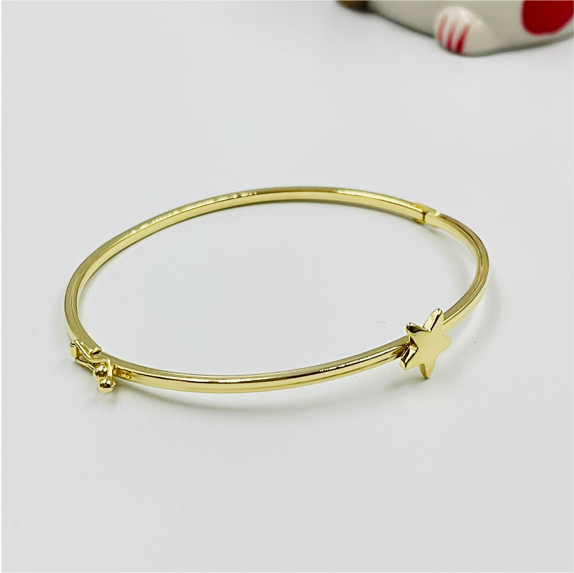 EO05 Esclava con 1 estrella cierre broche Esclava Baño Oro Pulseras y Esclavas Bañadas en Oro y Plata hecho de Bronce Bañado en Oro 18K Joyas Bañadas en Oro