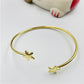 EO08 Esclava Doble Estrella Esclava Baño Oro Pulseras y Esclavas Bañadas en Oro y Plata hecho de Bronce Bañado en Oro 18K Joyas Bañadas en Oro