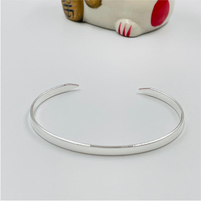 EP04 Esclava Lisa 3 mm terminación en puntas Esclava Baño Plata Pulseras y Esclavas Bañadas en Oro y Plata hecho de Bronce Bañado en Plata 50 ml Joyas Bañadas en Plata