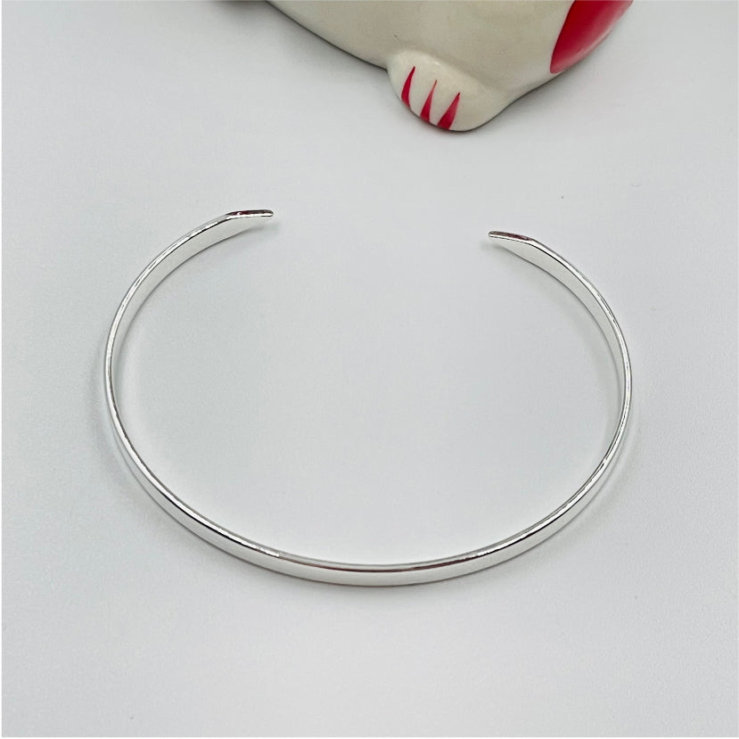 EP04 Esclava Lisa 3 mm terminación en puntas Esclava Baño Plata Pulseras y Esclavas Bañadas en Oro y Plata hecho de Bronce Bañado en Plata 50 ml Joyas Bañadas en Plata
