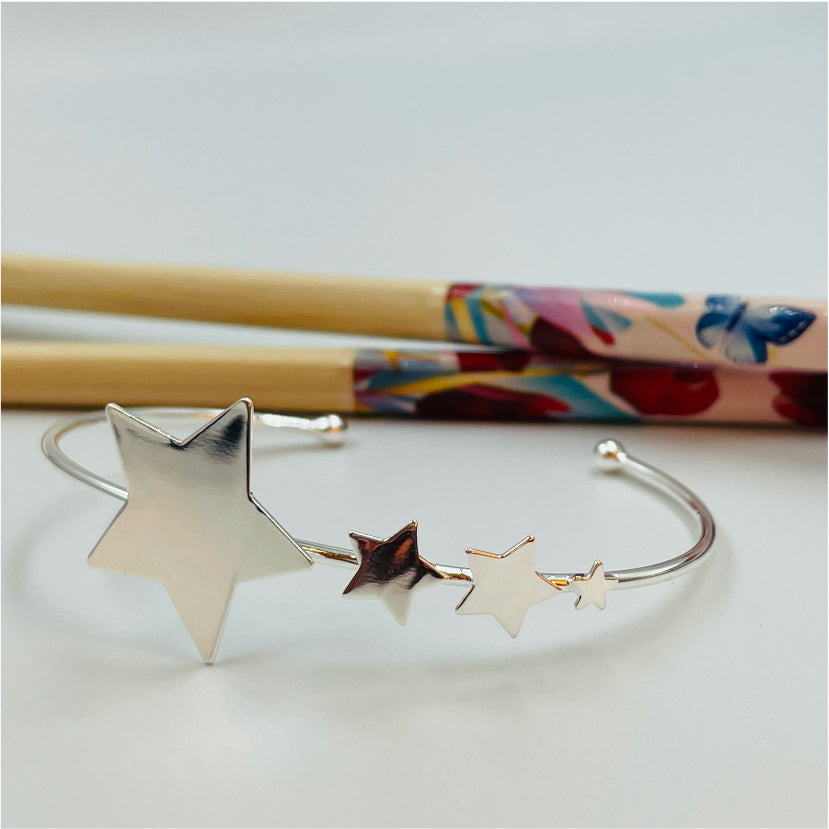 EP17 Esclava 4 Estrellas 20 mm la más grande 65x50 mm Esclava Baño Plata Accesorios Varios hecho de Bronce Bañado en Plata 50 ml Joyas Bañadas en Plata