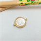 FO1001 Conector Virgen de Los Rayos o Medalla Milagrosa Tallada en Nácar Borde con micro circones diá. 15 mm más argollitas Figura Baño Oro Figuras Bañadas hecho de Bronce Bañado en Oro 18K Joyas Bañadas en Oro