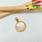 FO1002 Colgante Virgen de Los Rayos o Medalla Milagrosa Tallada en Nácar Borde con micro circones diá. 15.5 mm más valier Figura Baño Oro Figuras Bañadas hecho de Bronce Bañado en Oro 18K Joyas Bañadas en Oro