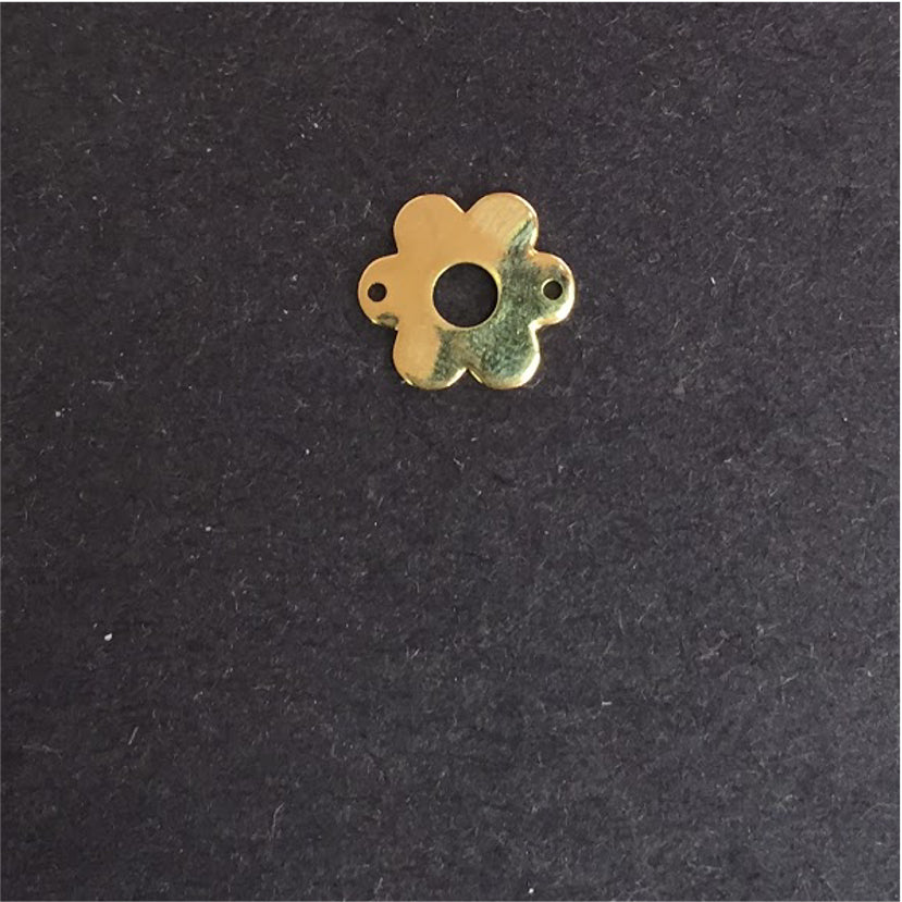 FO172 Mini Conector Flor 12 mm Figura Baño Oro Figuras Bañadas en Oro y Plata hecho de Bronce Bañado en Oro 18K