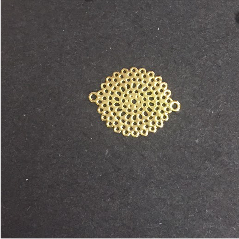 FO178 Conector Calado 20 mm Figura Baño Oro Figuras Bañadas en Oro y Plata hecho de Bronce Bañado en Oro 18K