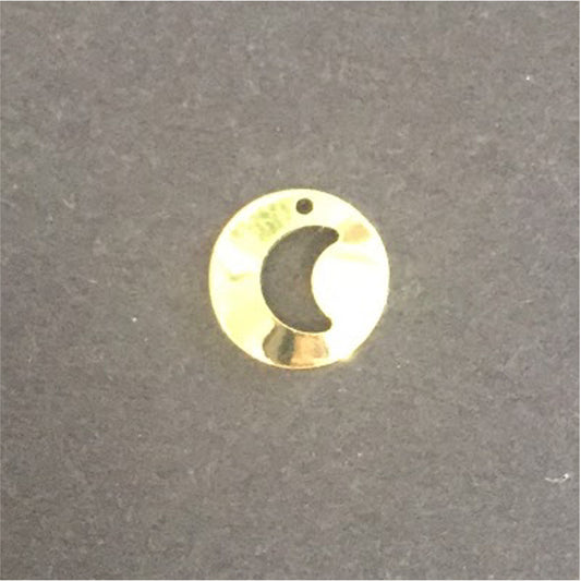 FO196 Medalla Luna Calada 11 mm Figura Baño Oro Figuras Bañadas en Oro y Plata hecho de Bronce Bañado en Oro 18K