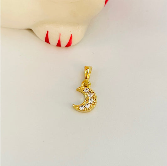 FO210 Colgante Luna Circones 10 x 6 mm Figura Baño Oro Figuras Bañadas en Oro y Plata hecho de Bronce Bañado en Oro 18K