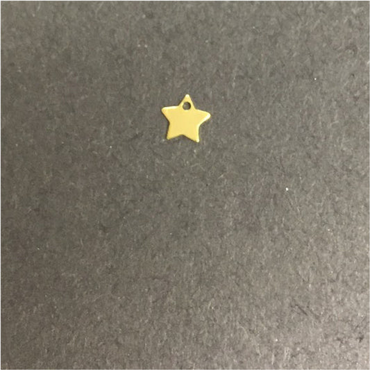 FO215 Estrella 6.5 mm 1 Perforación Figura Baño Oro Figuras Bañadas en Oro y Plata hecho de Bronce Bañado en Oro 18K