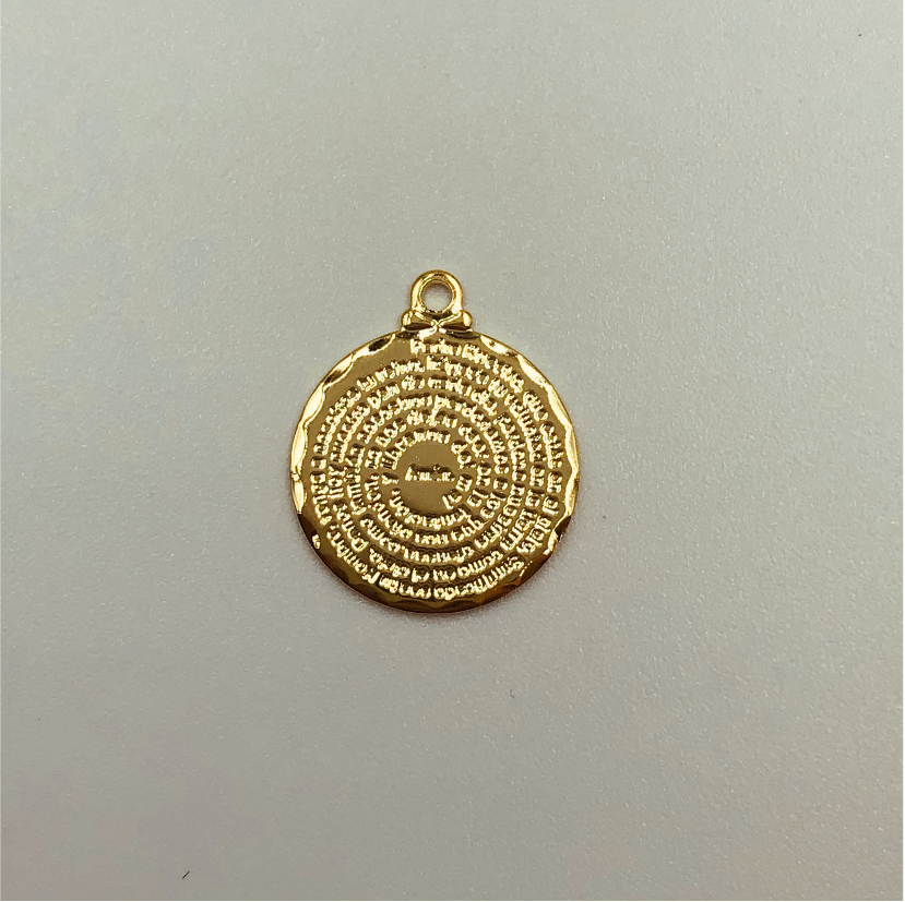 FO219 Padre Nuestro 15 mm Figura Baño Oro Figuras Bañadas hecho de Bronce Bañado en Oro 18K Joyas Bañadas en Oro