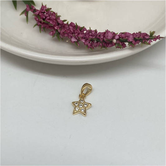 FO222 Colgante Estrella Circones 10 x 8 mm Figura Baño Oro Figuras Bañadas en Oro y Plata hecho de Bronce Bañado en Oro 18K