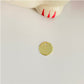 FO227 Terminal Redondo 7 mm 1 perforación Figura Baño Oro Figuras Bañadas en Oro y Plata hecho de Bronce Bañado en Oro 18K