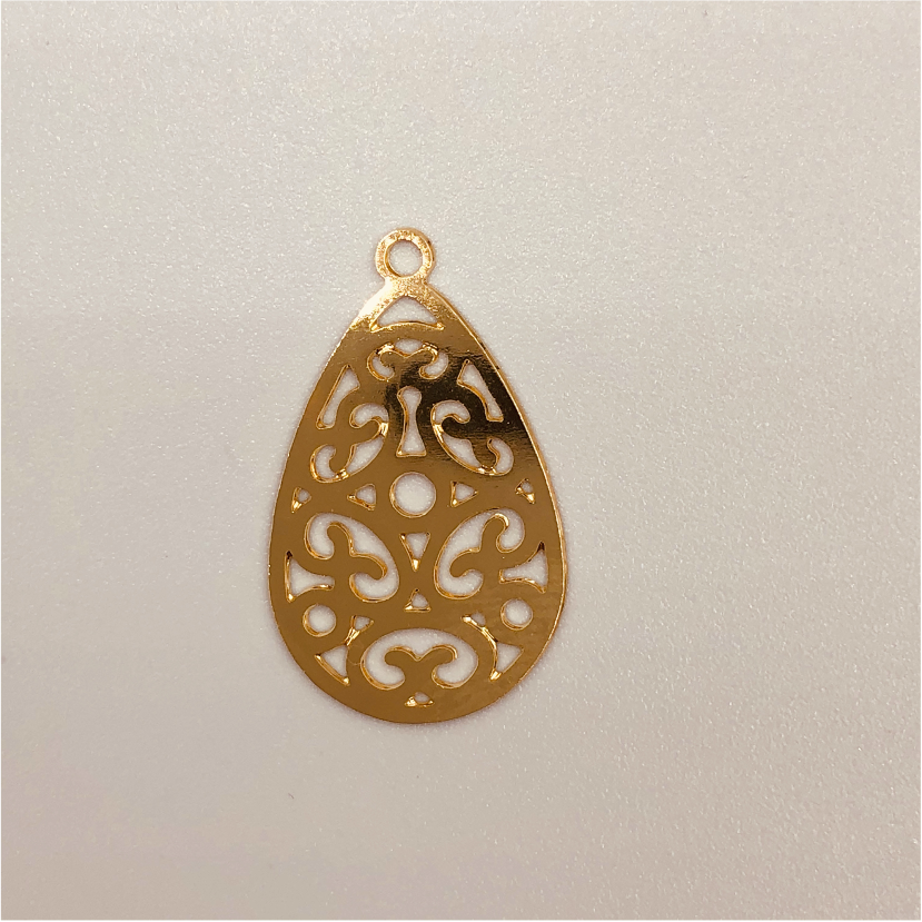 FO286 25 x 15 mm mándala Gota colgante Figura Baño Oro Figuras Bañadas en Oro y Plata hecho de Bronce Bañado en Oro 18K