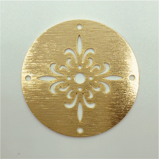 FO329 35 mm Mándala P Figura Baño Oro Figuras Bañadas en Oro y Plata hecho de Bronce Bañado en Oro 18K