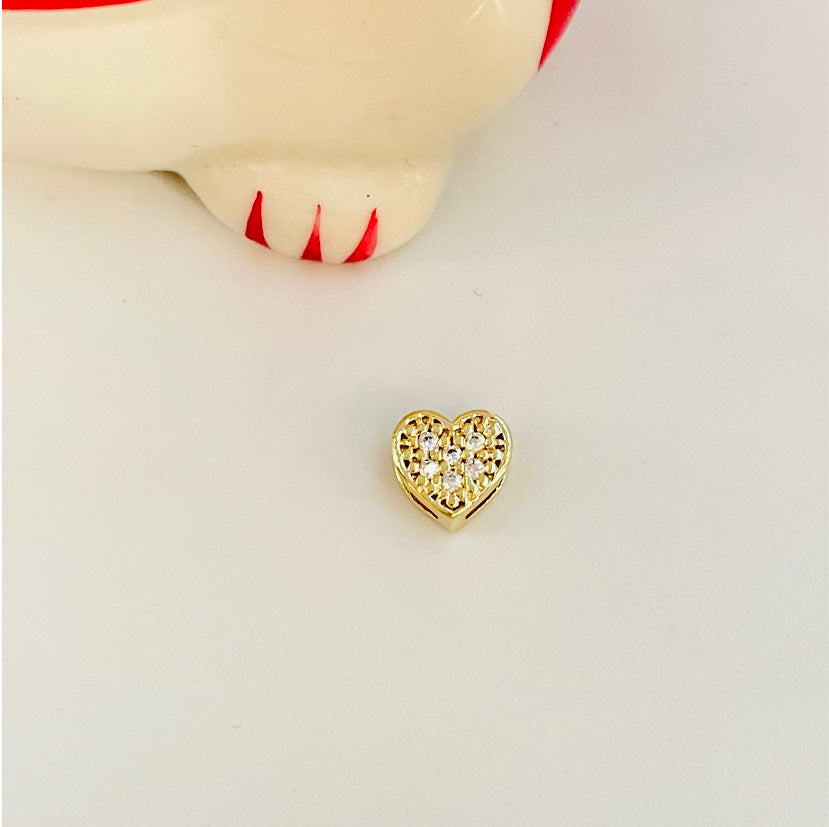 FO386 Colgante corazon circones mini pasado 7 x 6 mm Figura Baño Oro Figuras Bañadas en Oro y Plata hecho de Bronce Bañado en Oro 18K