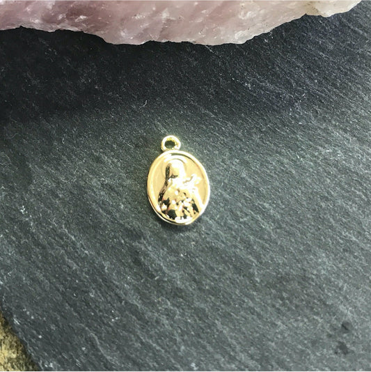 FO455 Virgen Mater Figura Baño Oro Figuras Bañadas en Oro y Plata hecho de Bronce Bañado en Oro 18K