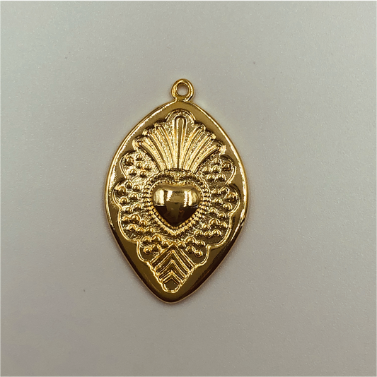 FO459 Colgante Oval Detente Figura Baño Oro Figuras Bañadas en Oro y Plata hecho de Bronce Bañado en Oro 18K