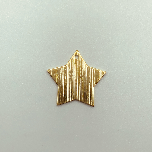 FO475 Estrella Lijada 16 mm Figura Bano Oro Figuras Banadas en Oro y Plata hecho de Bronce Banado en Oro 18K