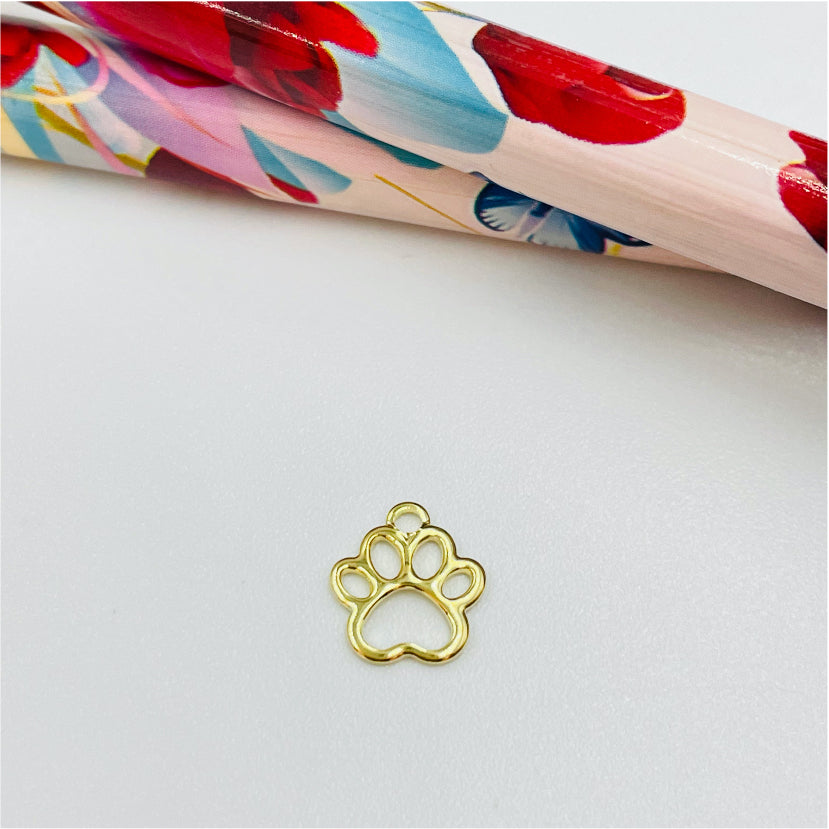 FO479 Patita Perro Plana 8 mm Figura Baño Oro Figuras Bañadas hecho de Bronce Bañado en Oro 18K Joyas Bañadas en Oro