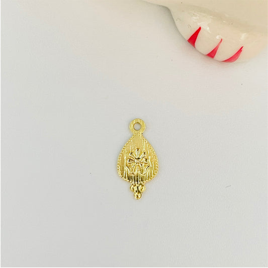 FO481 Mini Gota Flor estampada 12x6 mm Figura Baño Oro Figuras Bañadas en Oro y Plata hecho de Bronce Bañado en Oro 18K
