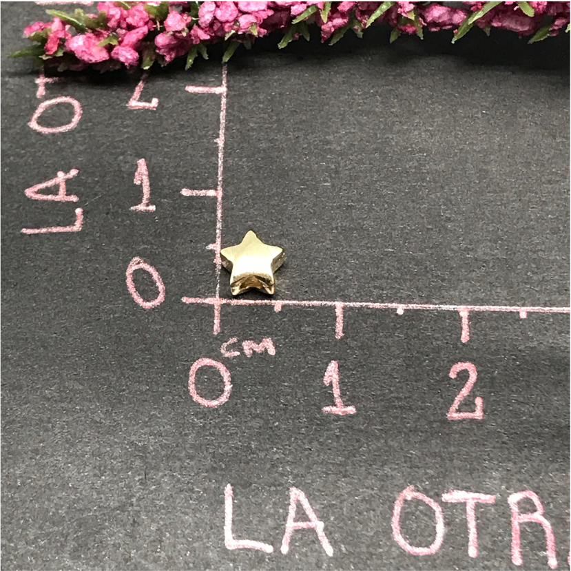 FO559 Estrella para pasar Gordita 6 mm Figura Baño Oro Figuras Bañadas en Oro y Plata hecho de Bronce Bañado en Oro 18K