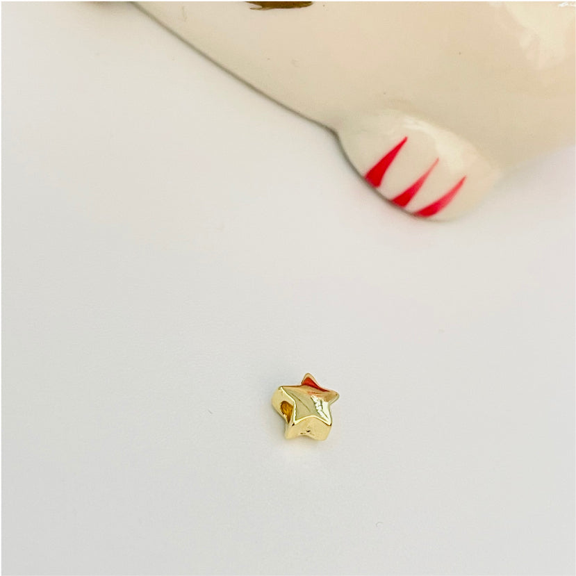 FO559 Estrella para pasar Gordita 6 mm Figura Baño Oro Figuras Bañadas en Oro y Plata hecho de Bronce Bañado en Oro 18K