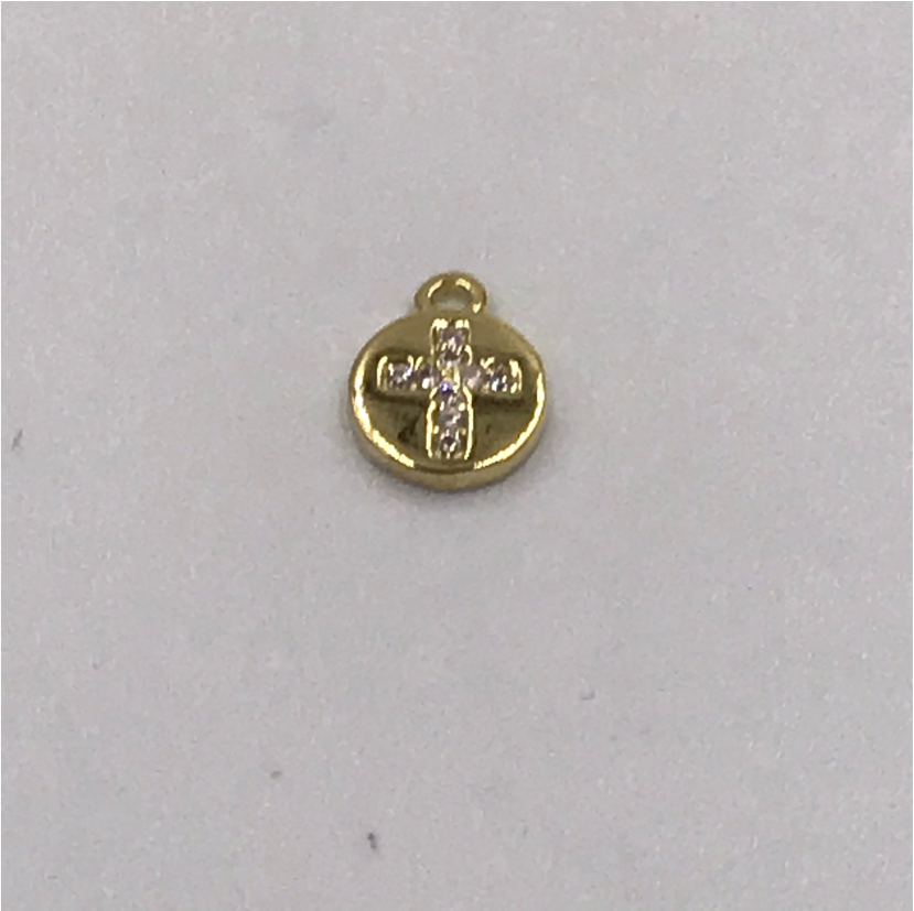 FO567 Medalla Cruz Circones Petite 7 mm más argollita Figura Baño Oro Figuras Bañadas en Oro y Plata hecho de Bronce Bañado en Oro 18K