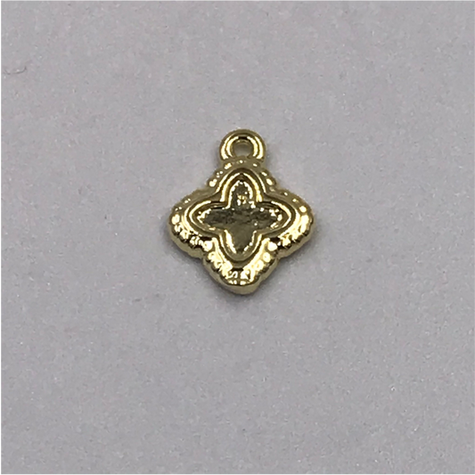 FO569 Flor Trébol Figura Baño Oro Figuras Bañadas en Oro y Plata hecho de Bronce Bañado en Oro 18K