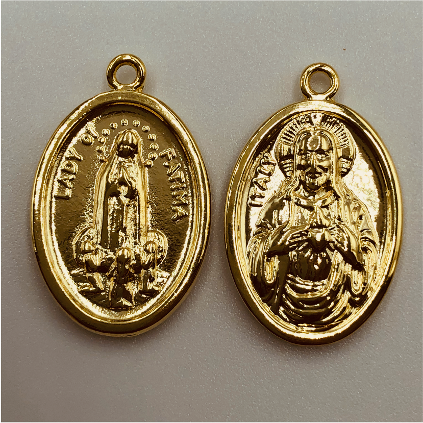 FO572 Escapulario Ovalado 22 x 15 mm Figura Baño Oro Figuras Bañadas en Oro y Plata hecho de Bronce Bañado en Oro 18K
