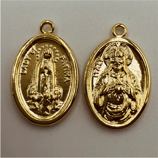 FO572 Escapulario Ovalado 22 x 15 mm Figura Baño Oro Figuras Bañadas en Oro y Plata hecho de Bronce Bañado en Oro 18K