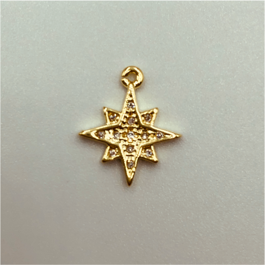 FO578 Estrella Guía Circones 12mm Figura Baño Oro Figuras Bañadas en Oro y Plata hecho de Bronce Bañado en Oro 18K