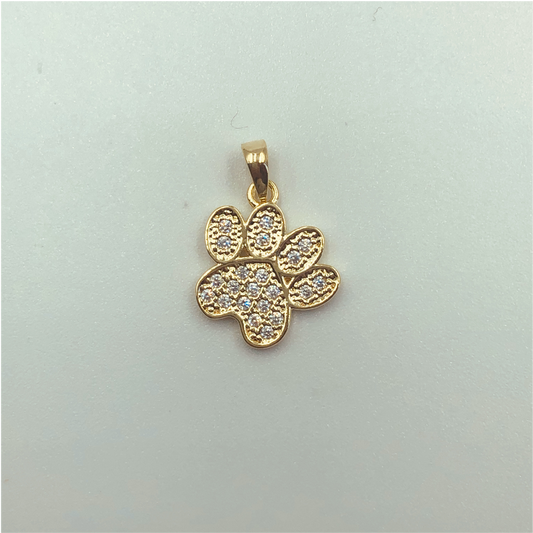 FO580 Colgante Pata de Perro Circones 13 mm Figura Baño Oro Figuras Bañadas en Oro y Plata hecho de Bronce Bañado en Oro 18K