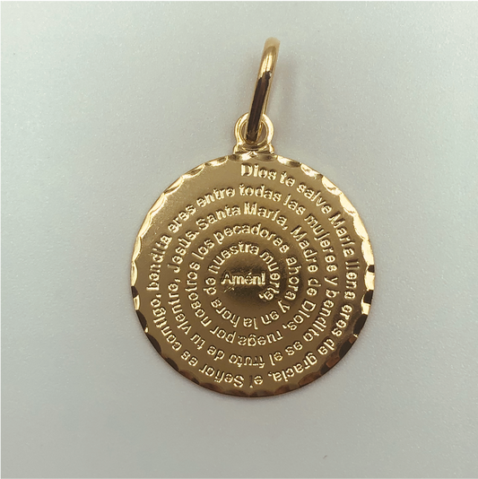 FO582 Ave María 25 mm Figura Baño Oro Figuras Bañadas en Oro y Plata hecho de Bronce Bañado en Oro 18K