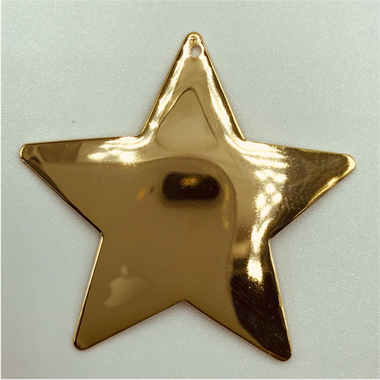 FO585 Estrella XL 35 mm Lisa Figura Baño Oro Figuras Bañadas en Oro y Plata hecho de Bronce Bañado en Oro 18K
