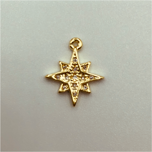 FO589 Estrella Guía Circones 11 mm Figura Baño Oro Figuras Bañadas en Oro y Plata hecho de Bronce Bañado en Oro 18K