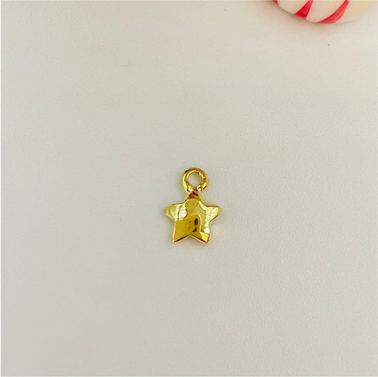 FO601 Estrella Gordita Argolla 6 mm Figura Baño Oro Figuras Bañadas en Oro y Plata hecho de Bronce Bañado en Oro 18K