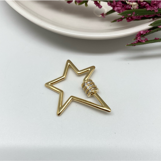 FO681 Broche Estrella Circones Cristal Cierre Rosca Figura Baño Oro Figuras Bañadas en Oro y Plata hecho de Bronce Bañado en Oro 18K