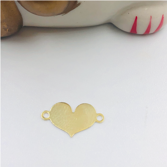 FO710 Conector Corazón liso 15 x 8 mm Figura Baño Oro Figuras Bañadas en Oro y Plata hecho de Bronce Bañado en Oro 18K
