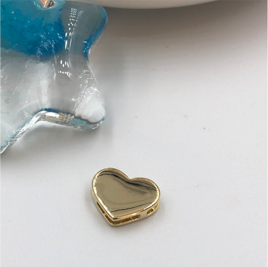 FO719 Corazón Liso para pasar 12 x 12 mm Figura Baño Oro Figuras Bañadas en Oro y Plata hecho de Bronce Bañado en Oro 18K