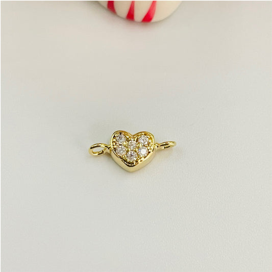 FO724 Conector Mini corazón Circones 10 x 7 mm incluye argollitas Figura Baño Oro Figuras Bañadas en Oro y Plata hecho de Bronce Bañado en Oro 18K