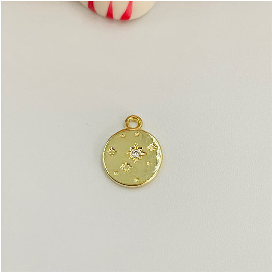 FO728 Mini Medalla Estrellas Guías 10 mm Figura Baño Oro Figuras Bañadas en Oro y Plata hecho de Bronce Bañado en Oro 18K