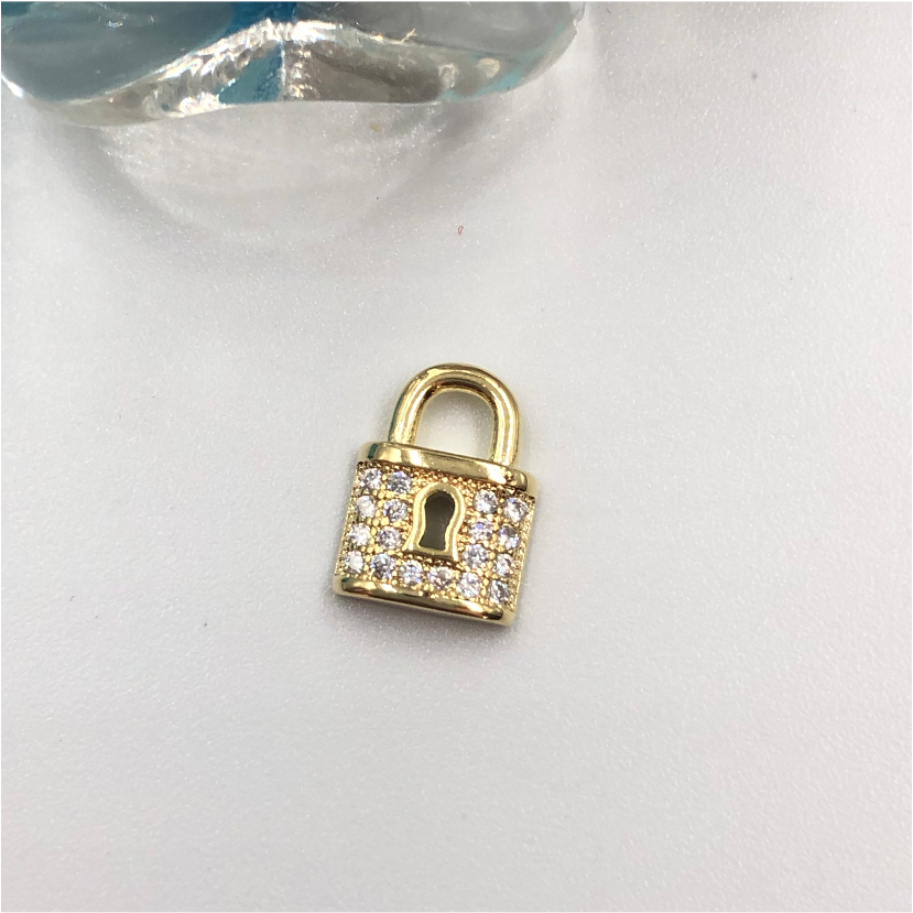 FO729 Mini Candado con Circones 11 x 7 mm Figura Baño Oro